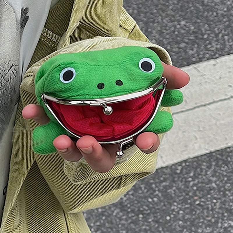 Cartoon Anime Frog Coin Purse Cosplay Props Frogs Wallet Manga Flannel Mini Cute Opening Purses Holder Bag For Adults Kids Gifts