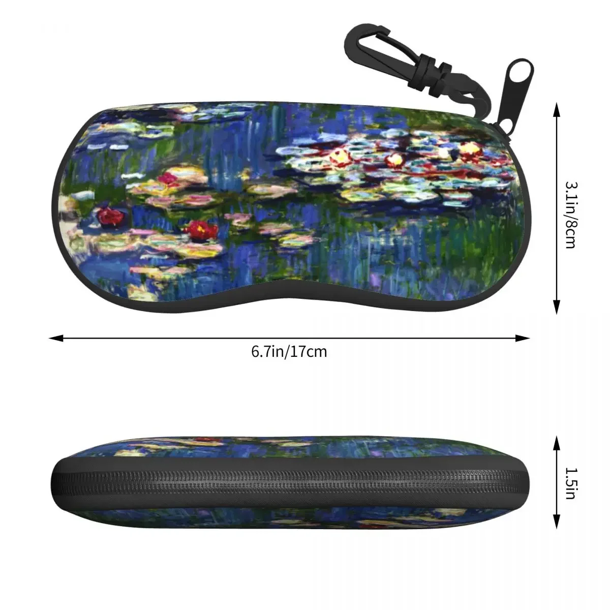 Custom Water Lilies By Claude Monet Shell Glasses Case Unisex Cool Modern Painting Art Eyeglasses Case Sunglasses Protector Box