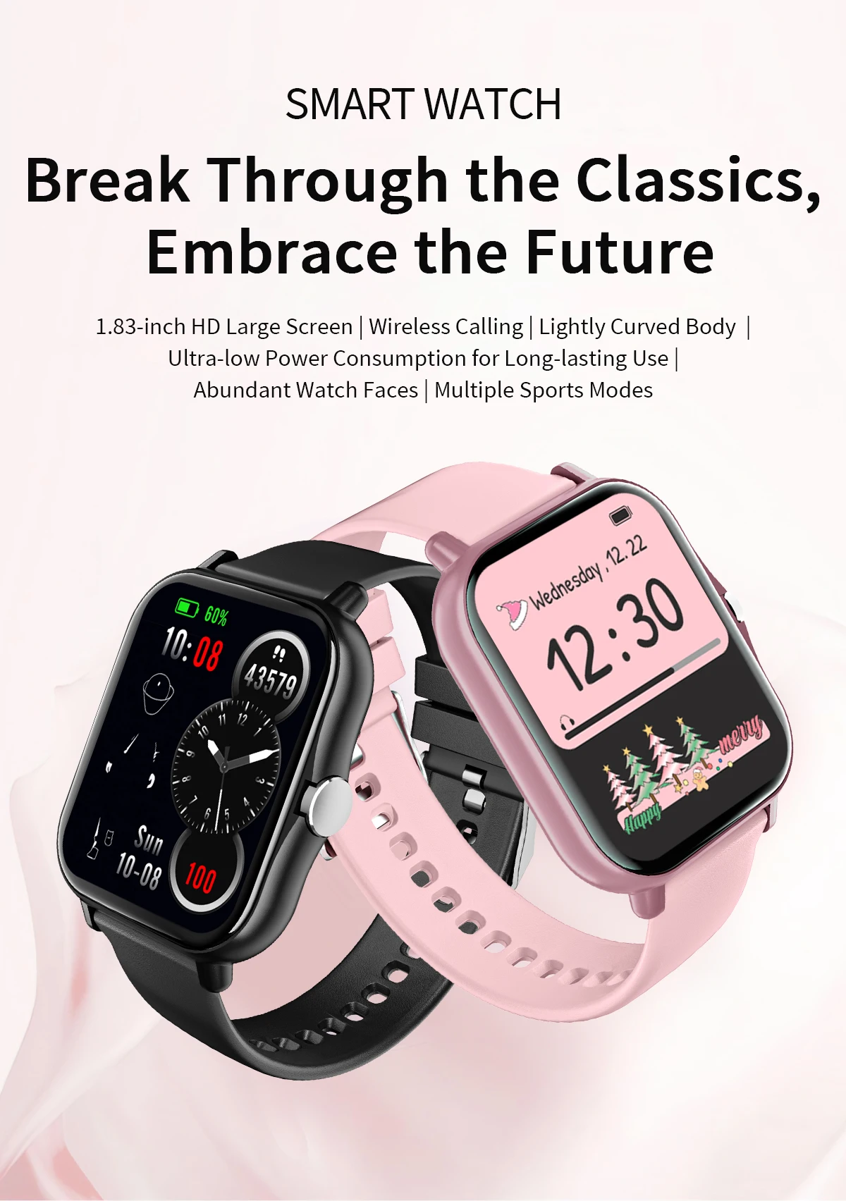 2026 New Smart Watch 1.83 HD Screen Multi-color Watch Strap Bluetooth Call Outdoor Sport Watch For Android/IOS Men Women