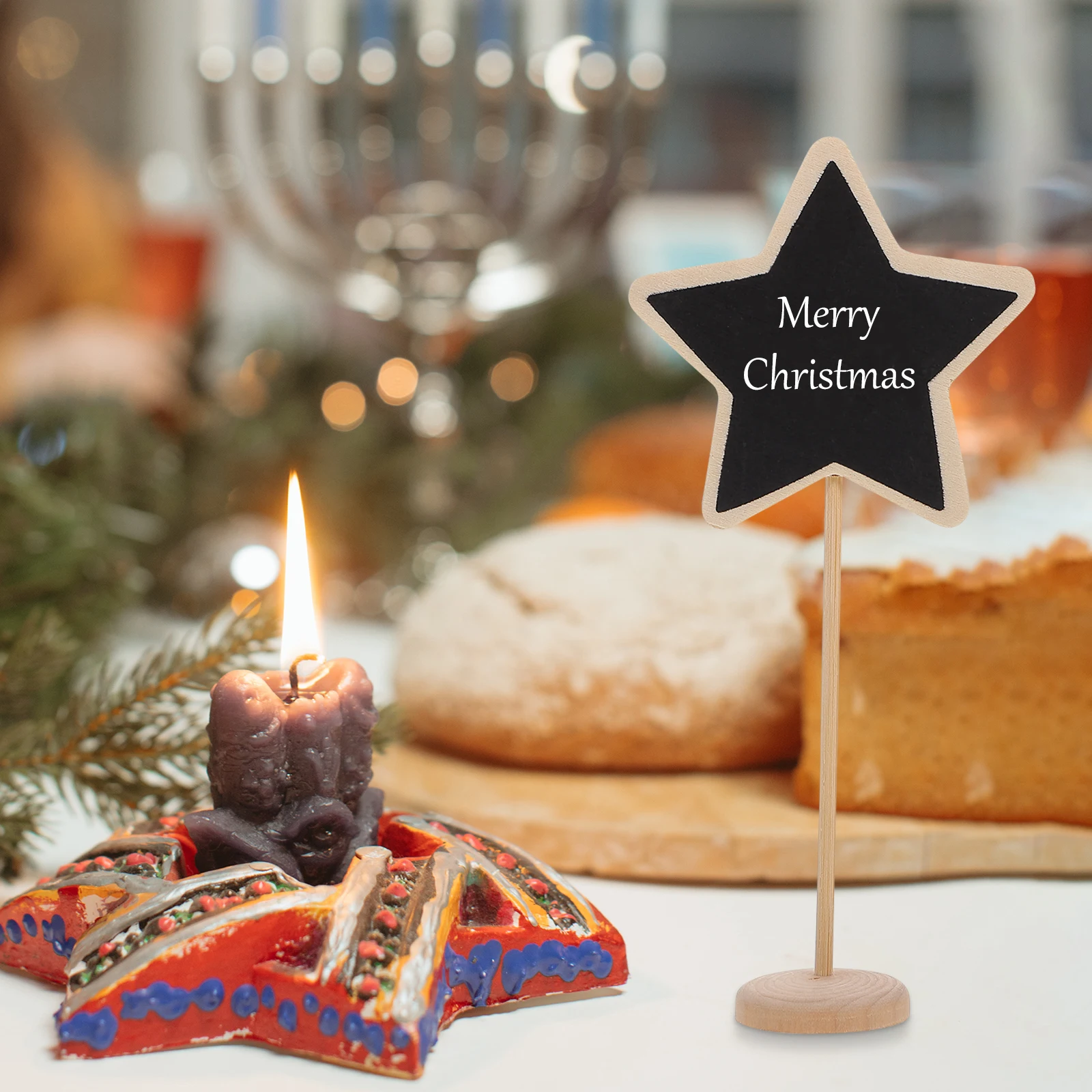 

10 Pcs Small Garden Blackboards Christmas Decor Message Flowerpot Wood Signs Decorations