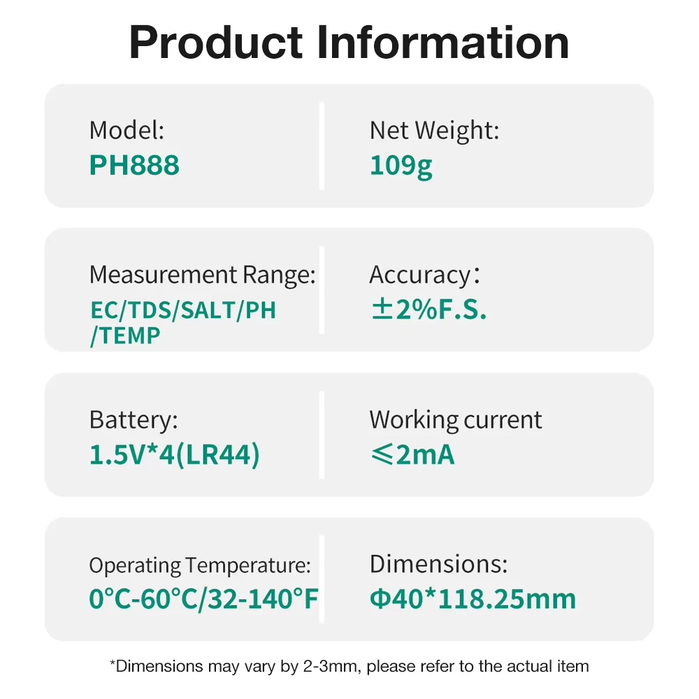 Digitales PH-Messgerät PH/ORP/EC/TEMP/SALT/S.G/TDS 7 in 1 / 5 in 1 Wasserqualitätstester mit hoher Präzision für Trinkwasser und Aquarien – Detail 8