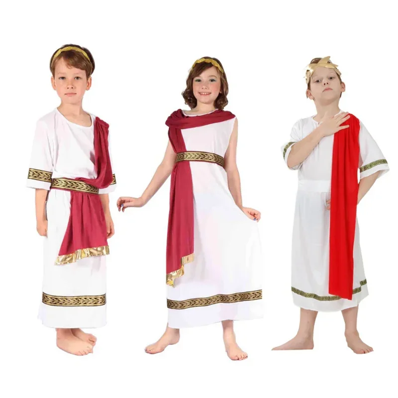 Greek Mythology God Zeus Costumes para Crianças, Caesar Cosplay, Carnival Purim Parade, Role Play, Mostrando vestido de festa, Crianças, Meninos, Meninas