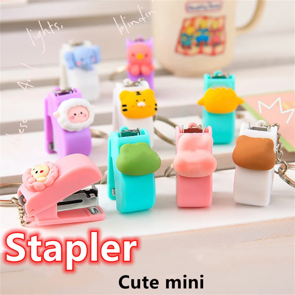 Cute Mini Stapler Paper Binder Stationery Office Binding Tools School Supplies Cartoon Animal Trumpet Stapler For No.10 Staples