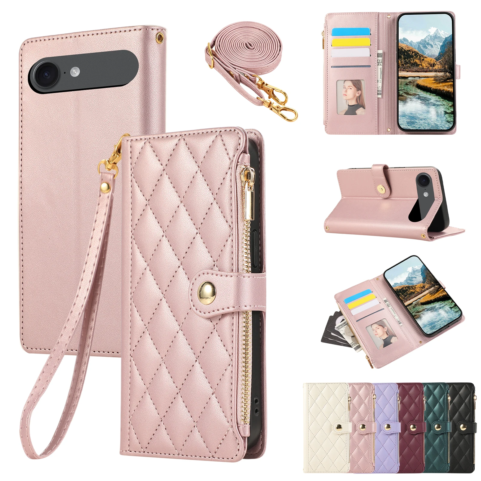 Crossbody Rits Kaarten Solt Portemonnee Lederen Telefoonhoesje voor IPhone 17 Air 16E 16 Pro Max 15 14 13 12 11 7 8 Plus Beschermhoes
