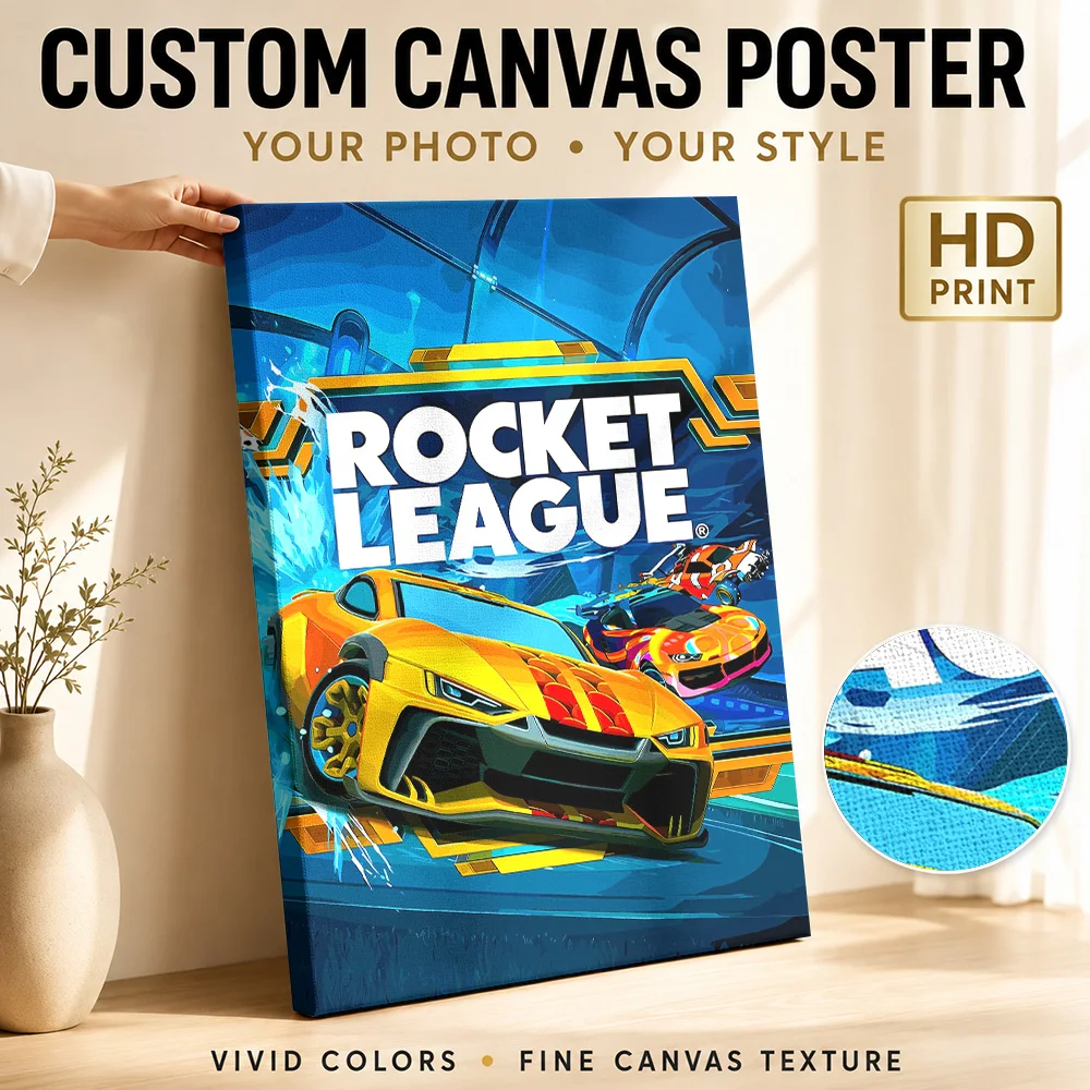 Rocket League Game Art Canvas Print Poster Custom Gaming Anime Canvas Wall Art for Game Room Decor Ready to Hang Gift for Fans