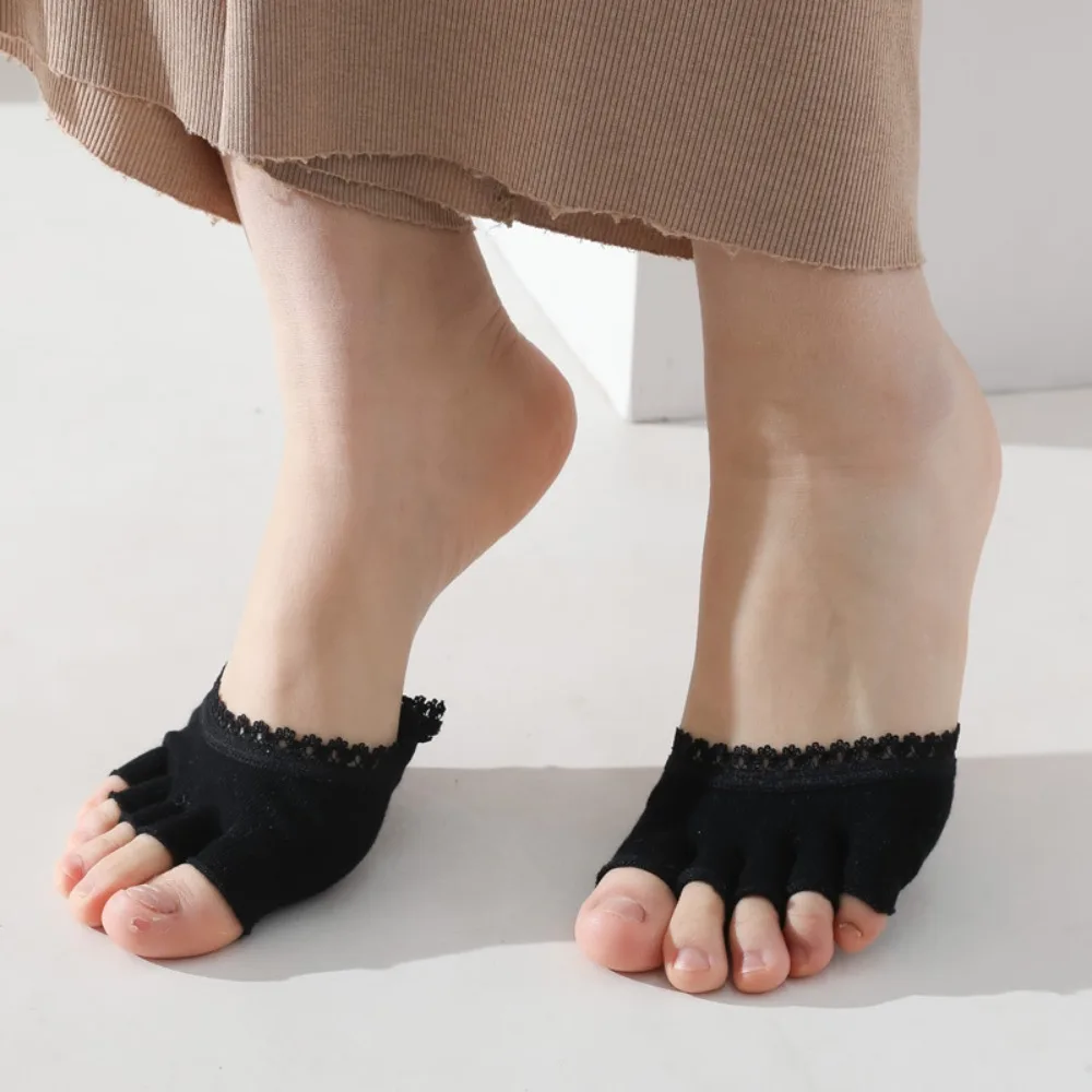 Wear-resistant Five Toes Forefoot Pad Anti-Slip Toe Cover Open Five Toes Socks For High Heels Half Foot Socks