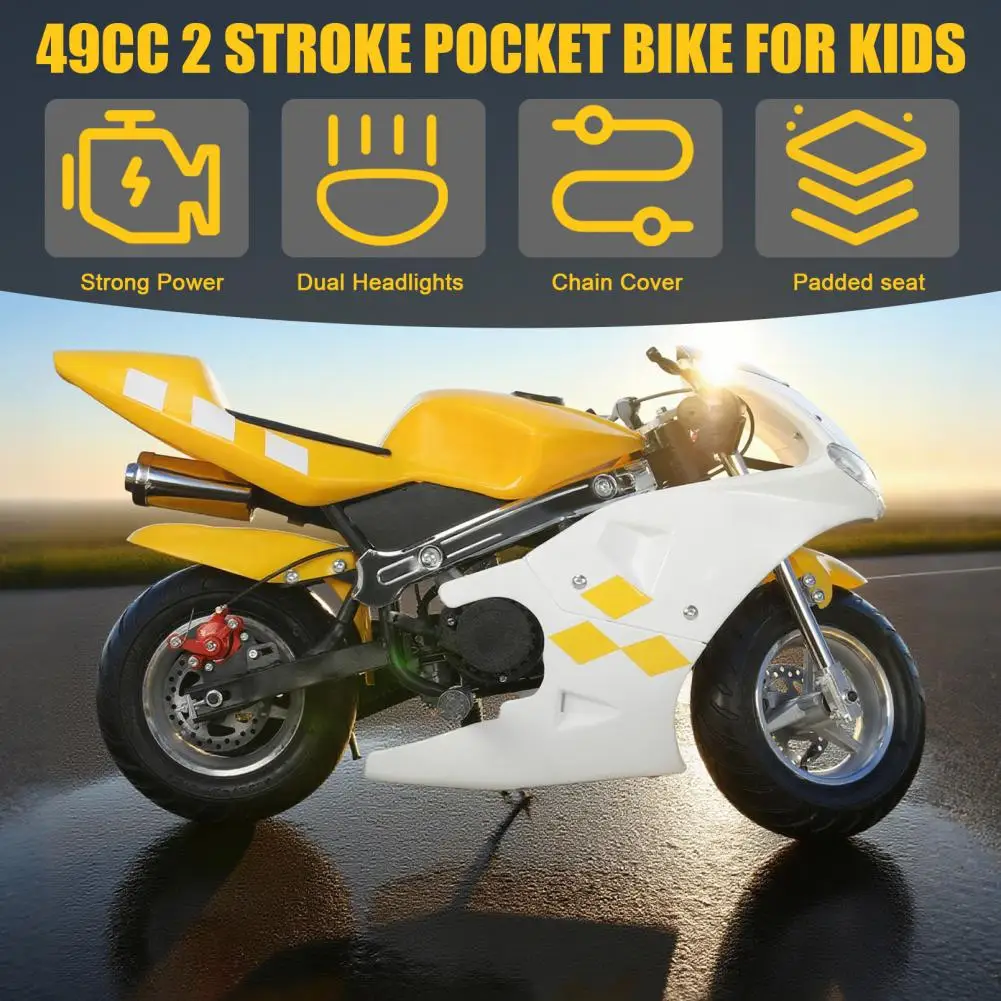 

49cc 2 Stroke Pocket Bike, Gas Pocket Motorbike, Mini Motorcycle for Kids with Strong Dual Brake , Racing Max Speed 20Mph