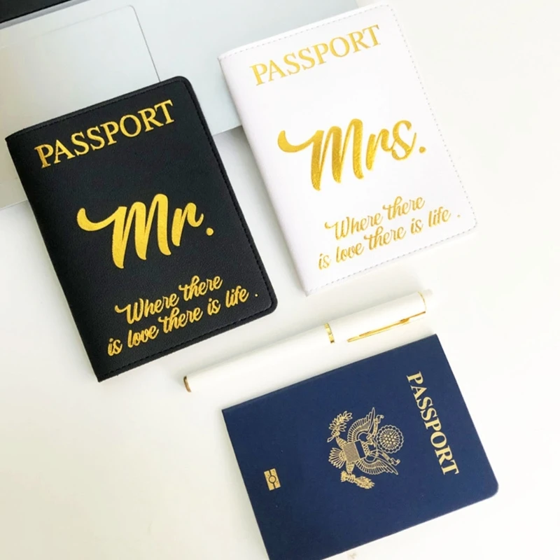 Mr Mrs Holder Luggage Tag Card Cover for Women Men Lover Couple Wedding Travel Gift