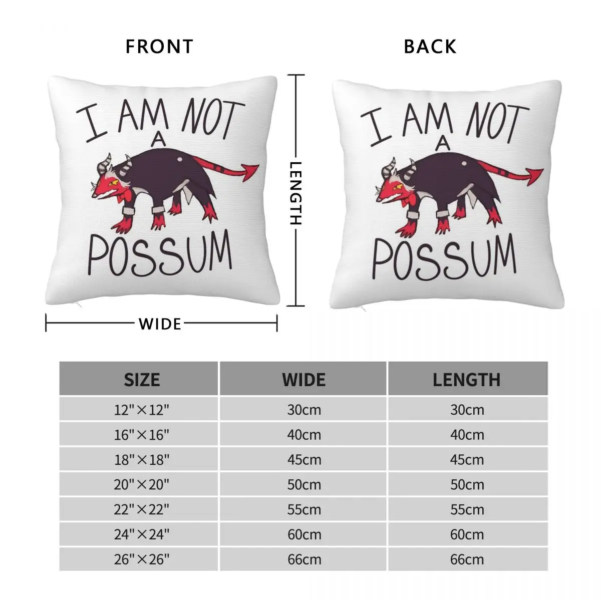 I Am Not A Possum Square Pillowcase Pillow Cover Polyester Cushion Decor Comfort Throw Pillow for Home Car