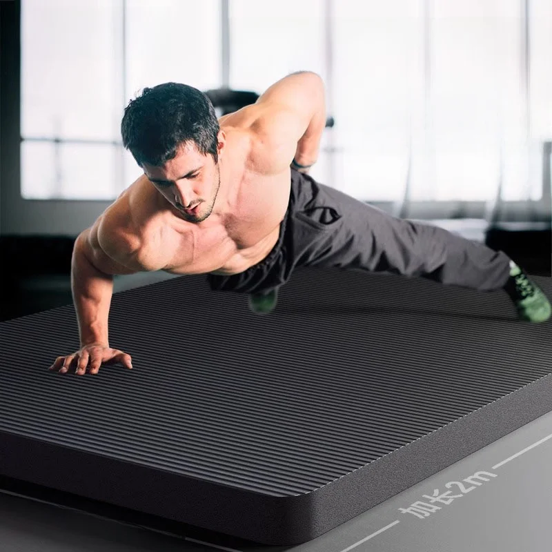 

Thiened Yoga Mat Men's Fitn Home Use Anti-slip o-absorption Silent Wide Beginner Fitn Pad 20mm Thi