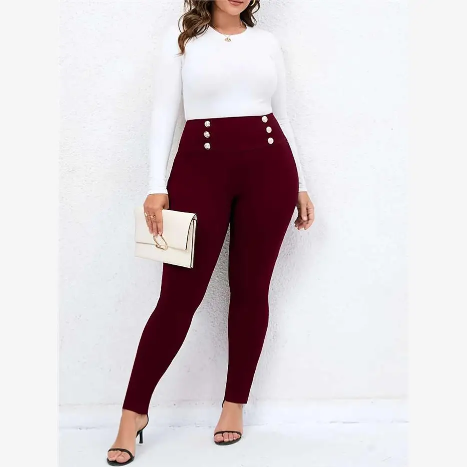 2024 Faion Plus Size Dames Casual Broek Hoge Taille Thiened Fce Street Sle Rits Detail Lange Broek Dames Broek
