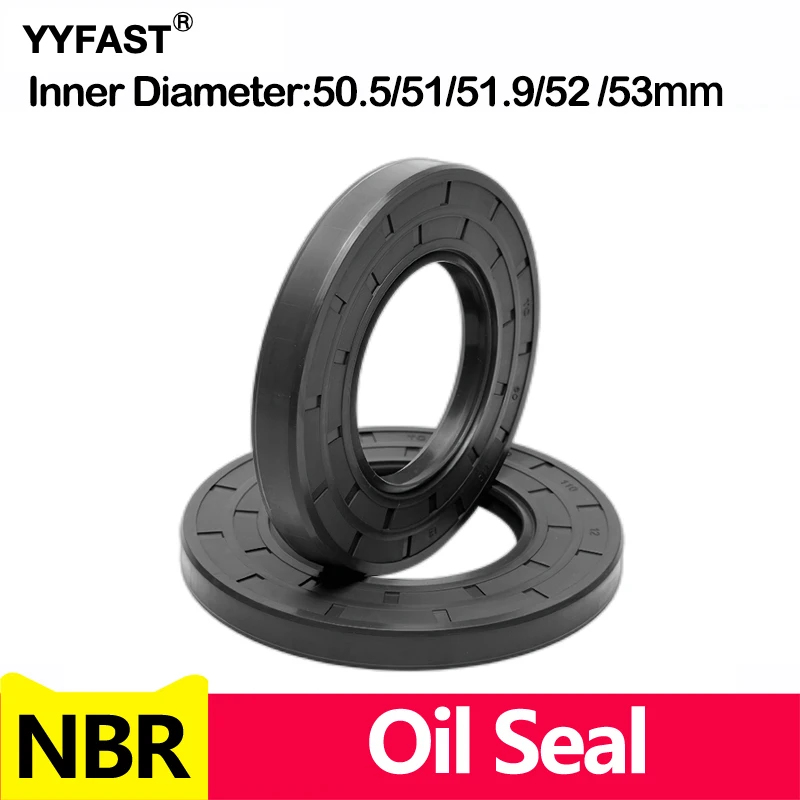 NBR Framework Oil Seal TC Nitrile Rubber Cover Double Lip with Spring for Bearing Shaft,ID*OD*THK  50.5/51/51.9/52/53mm