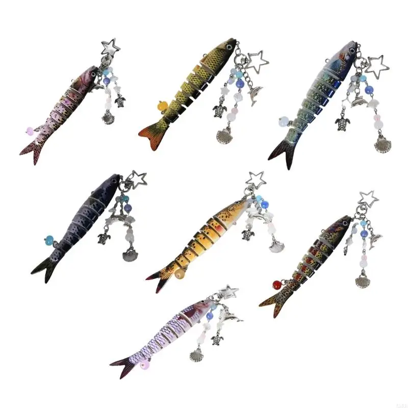 

7 Pieces Handcrafted Fish Keychain Set Plastic Lanyard Accessories For Fishing Enthusiasts Handmade Jewelry Gifts