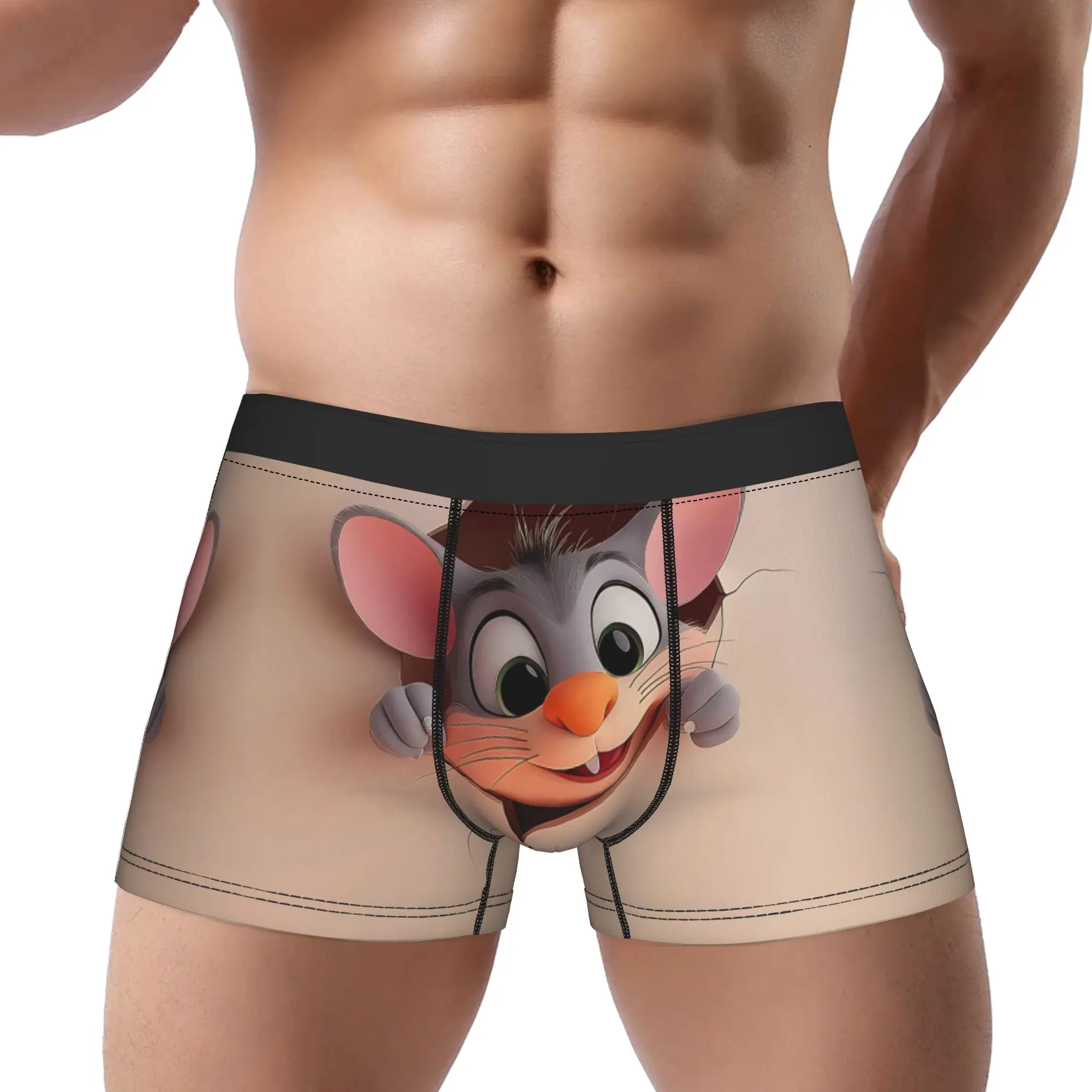 Drilling Wall Animals Mouse  Underwear Man Polyester Boxer Briefs Underpants Printed
