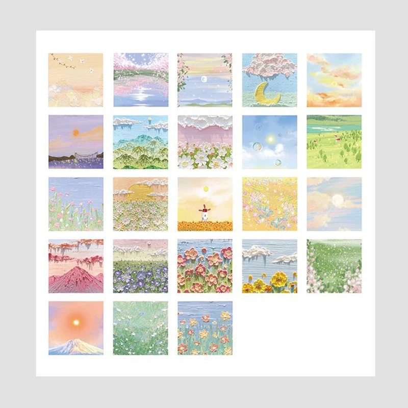 46pcs Cute Ins Landscape Stickers Kawaii Stationery DIY Scrapbooking Joural Planner Diary Decorations Material Paper Sticker