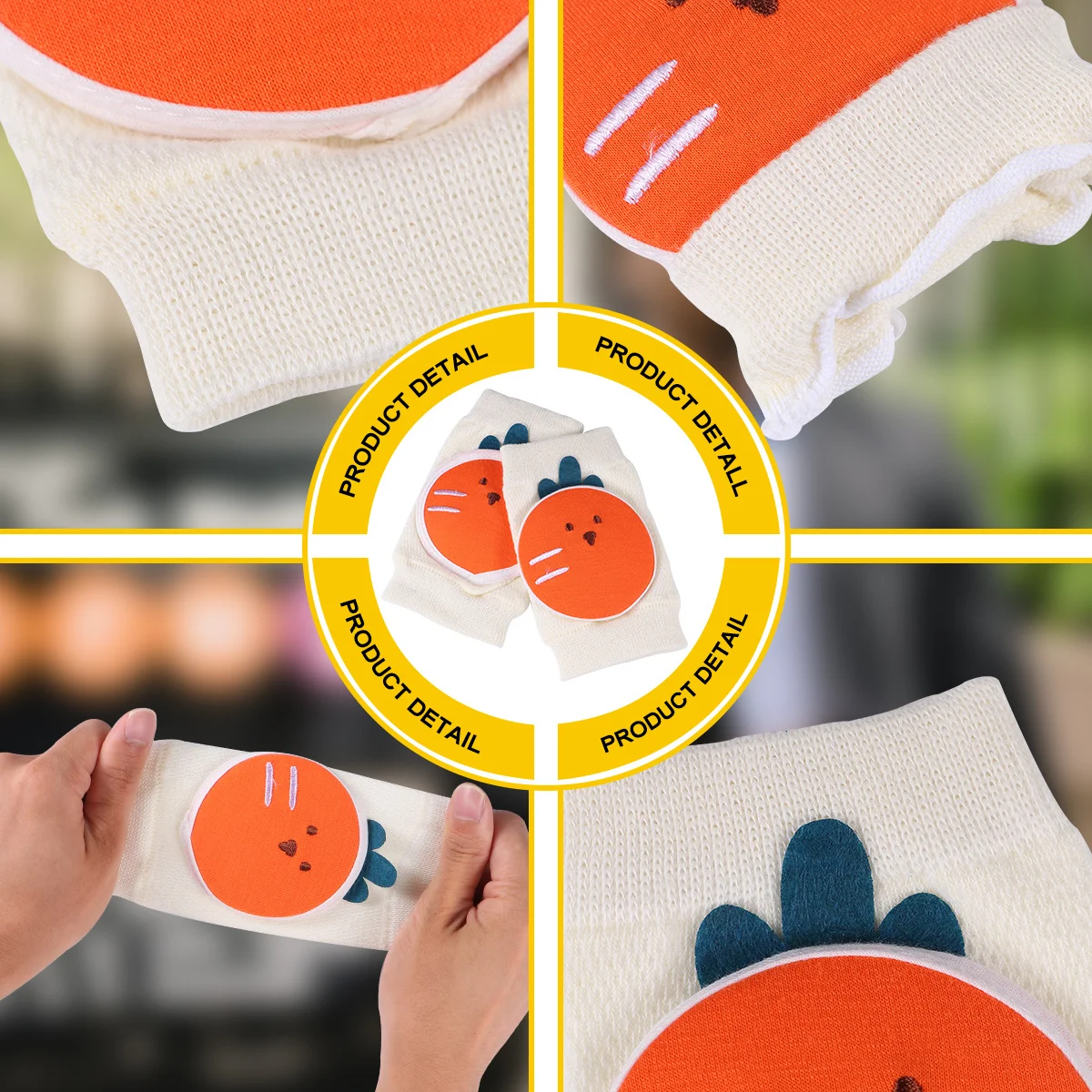 แผ่นรองเข่าเด็ก ระบายอากาศได้ดี สวมใส่สบาย ป้องกันการกระแทก สำหรับเด็กวัยหัดคลาน รูปทรงแครอท แผ่นรองเข่าเด็ก ป้องกันการกระแทก