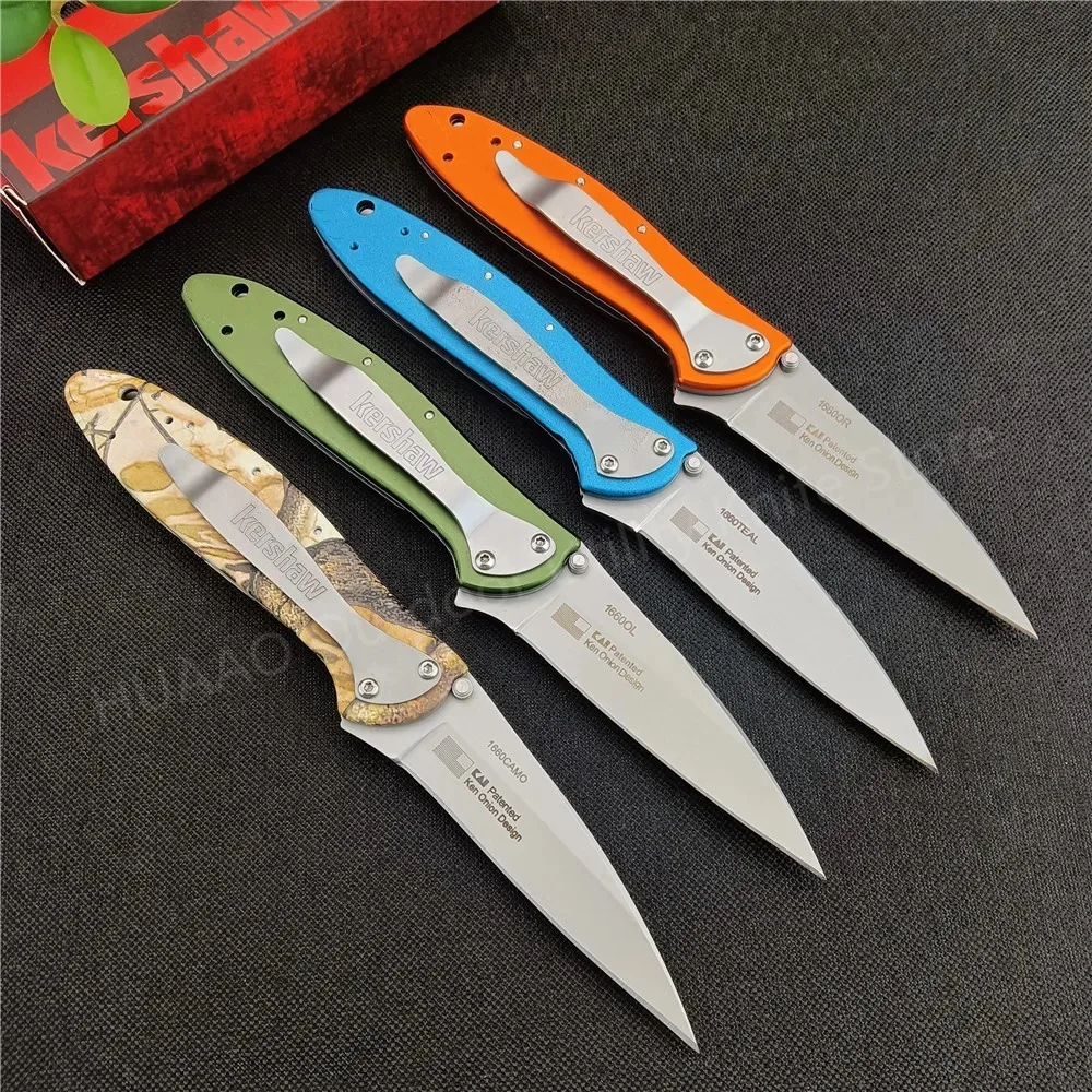 KS 1660 Ken Onion Leek Flipper Folding Knife 14C28N Plain Blade Carbon Fiber Handles Outdoor Camping Knife Christmas Gift