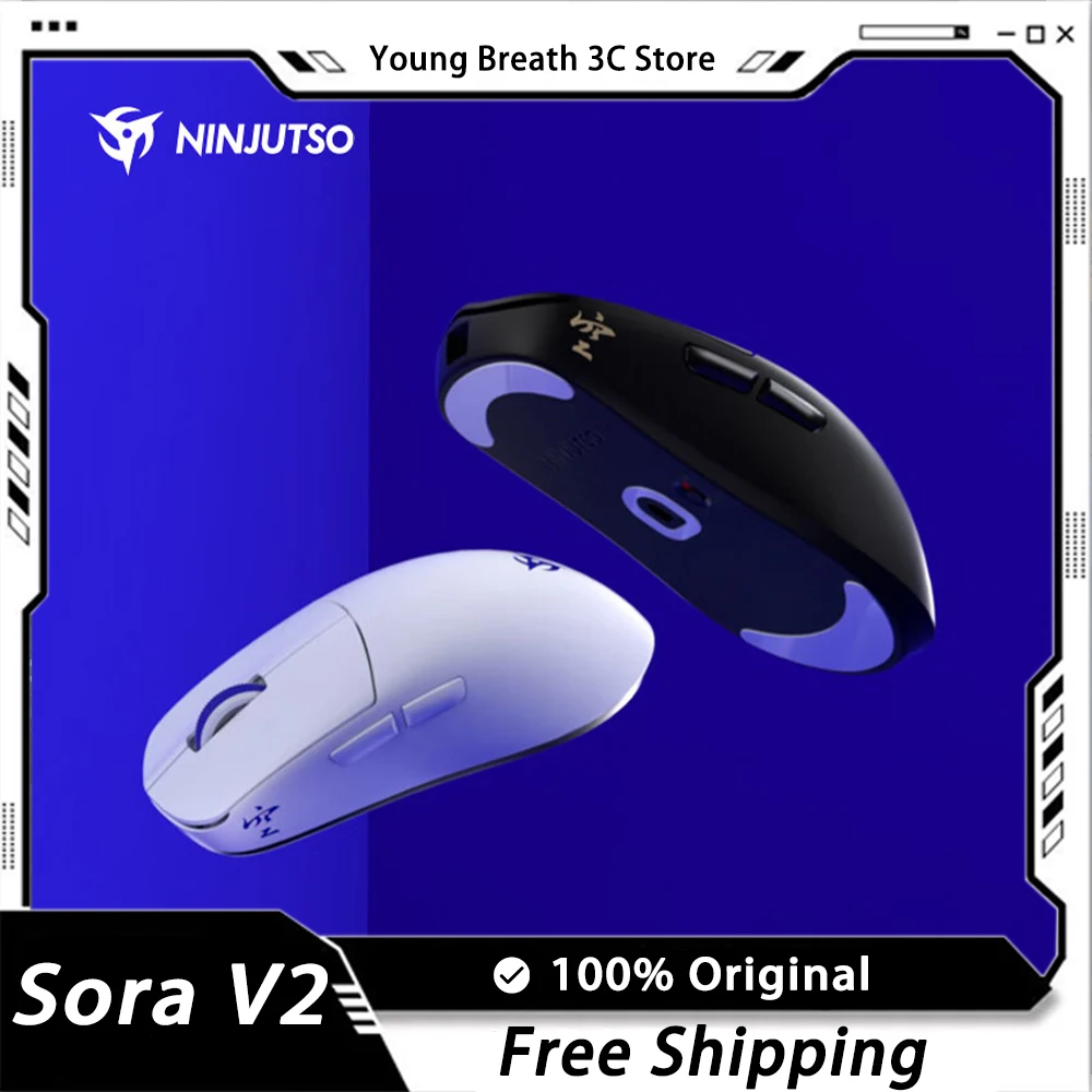 

Ninjutso Sora V2 8k Wireless Mouse PAW3395 Dual Mode Lightweight Return Gaming Mouse E-Sports Pc Gamer Accessories Mice Man Gift