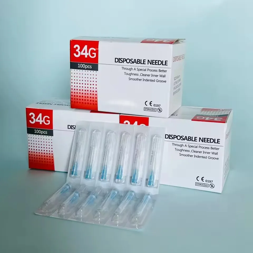 10pcs/50pcs/100pcs  needle free disposable medical microplastic injection cosmetic sterile needle surgery 34G 1.5mm 32G 4mm 25mm