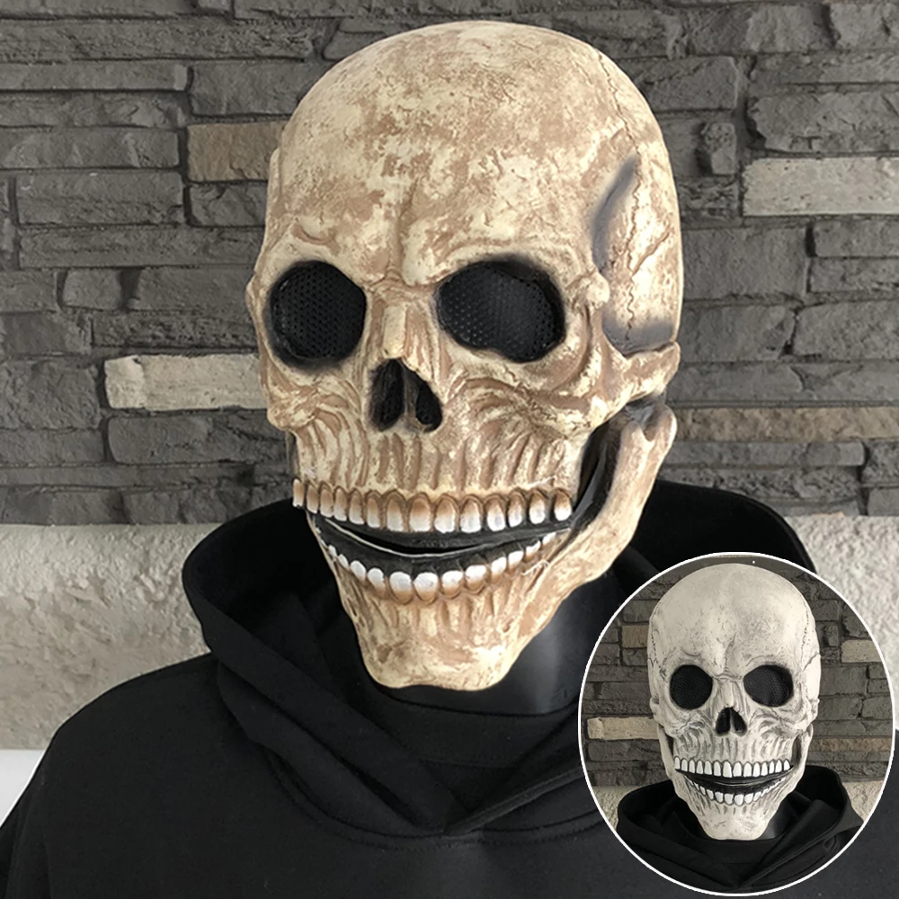 

Moveable Jaw Skull Mask Cosplay Horror Skeleton Killer Demon Latex Helmet Halloween Carnival Purim Party Costume Props Gifts