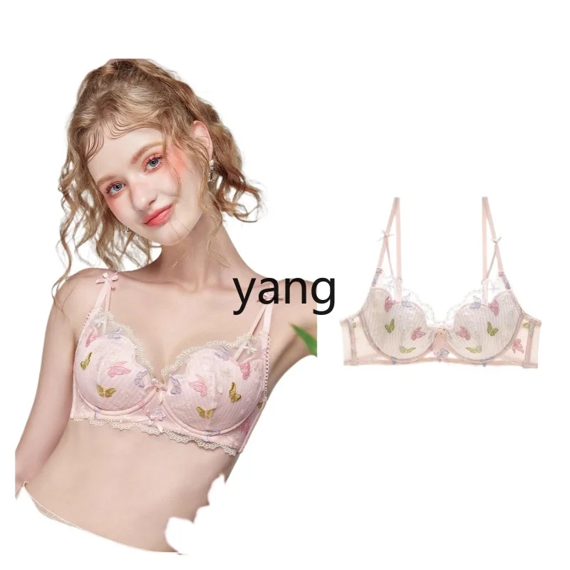 

LMM underwear women's big breasts are small, light and thin, bra embroidered lace bra set