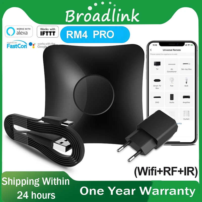 

BroadLink RM4 Pro WiFi IR Remote Control Smart Universal for TV Air Conditioner Alexa Remote Control IR & RF Device Universal