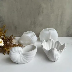 Conch Flowerpot Silicone Molds DIY Sea Shell Secented Candle Jar Mold Storage Box Concrete Gypsum Resin Mould Home Decor Craft