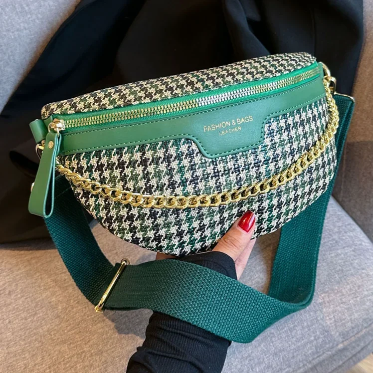 

Женская модная поясная сумка из искусственной кожи, однотонная новая нагрудная сумка с цепочкой, Женская вместительная сумка через плечо для поездок, 2023