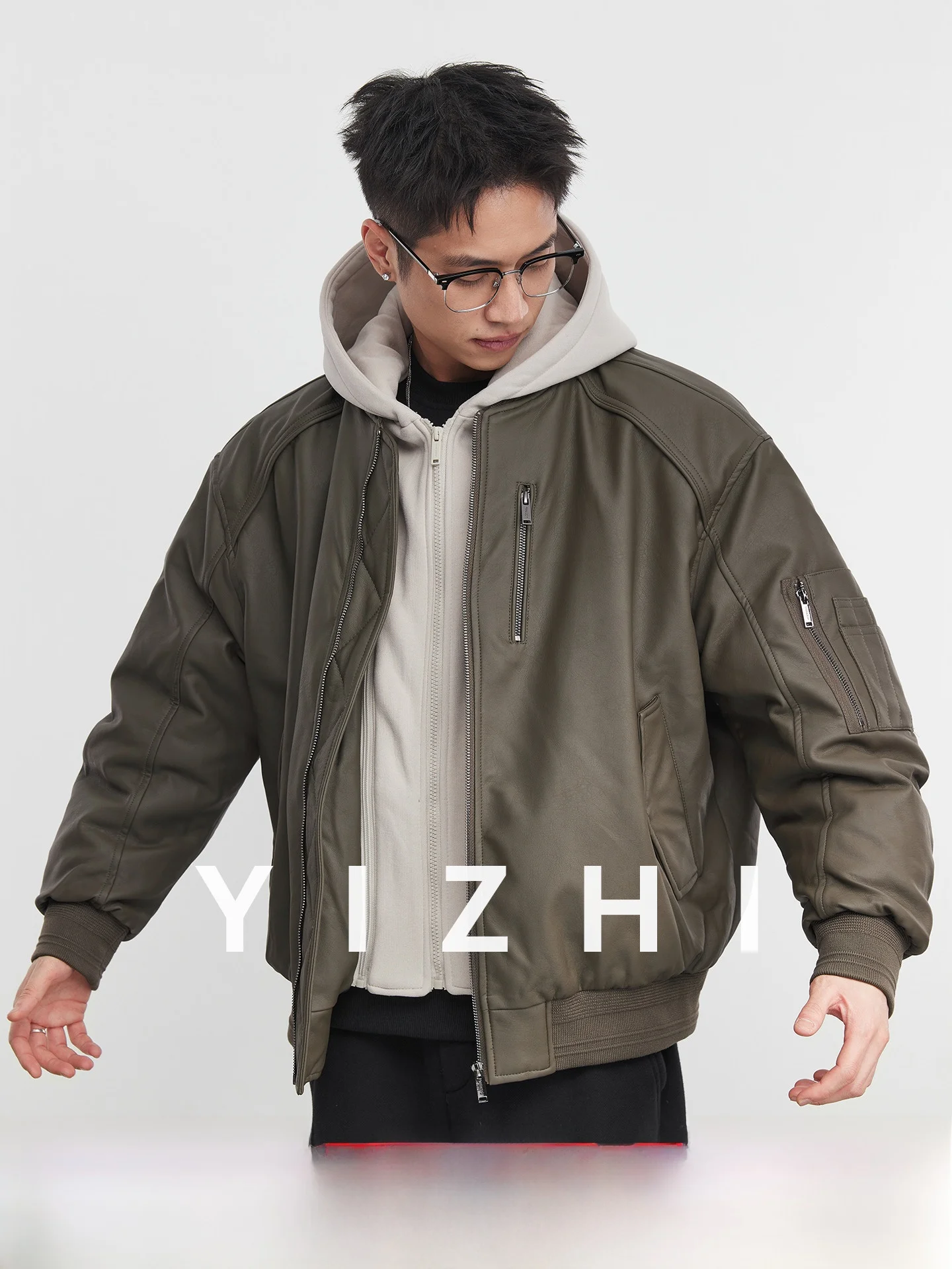 

Men's Winter Puffer Jaet Hooded Protein Leather 90 White Du down Workwear Outerwear Faionable Urban Sle Thiened Pol...