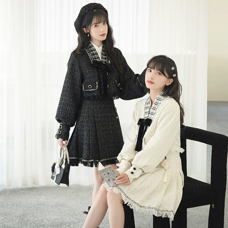 

New Improved Chinese Style Costumes Modern Black/White Elegant Coat Skirt Women Adult Festival Costumes Daily Clothing DQL7925