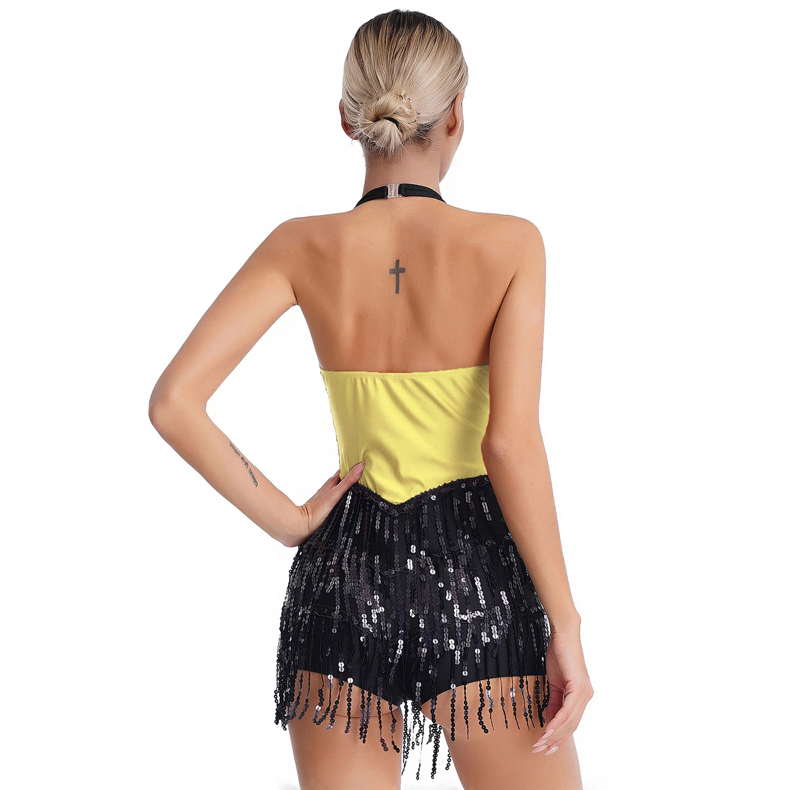 Vrouwen Kwastje Fringe Latin Dans Turnpakje Jurken Pailletten Backless Cha-cha Ballroom Dans Kostuum Omzoomd Swing Unitards Jurk