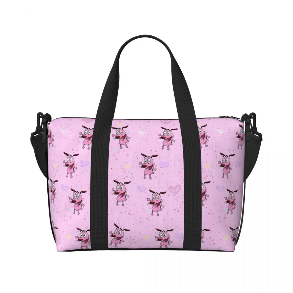 

Большая большая сумка-тоут C-Courage The Cowardly Dog для женщин, собака, аниме, сумка для покупок на плечо, пляжная дорожная сумка для спортзала