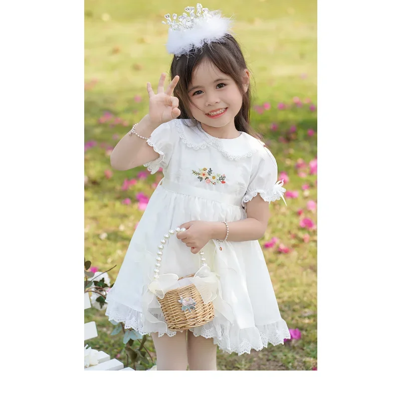 Lacs Embroidery Flower New Kids Dresses for Girls Baby Summer Dress Kids Girls Casual Soft Girl Clothes Design Vestidos Vestido