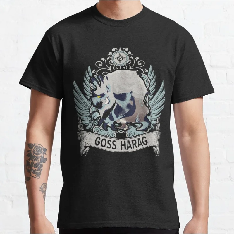 

GOSS HARAG 0220 Monster hunter world gift t shirt for men Cartoon Video game MHW Graphic Tee Y2K Clothes All size tops S-6XL