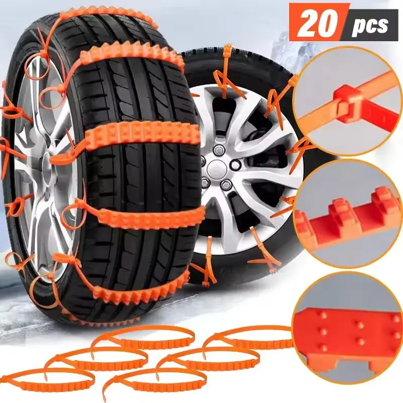 10/20 piezas cadenas de neumáticos de coche, bridas antideslizantes para nieve de invierno, bridas para cables de neumáticos de nieve para exteriores, cadena antideslizante, accesorios de emergencia