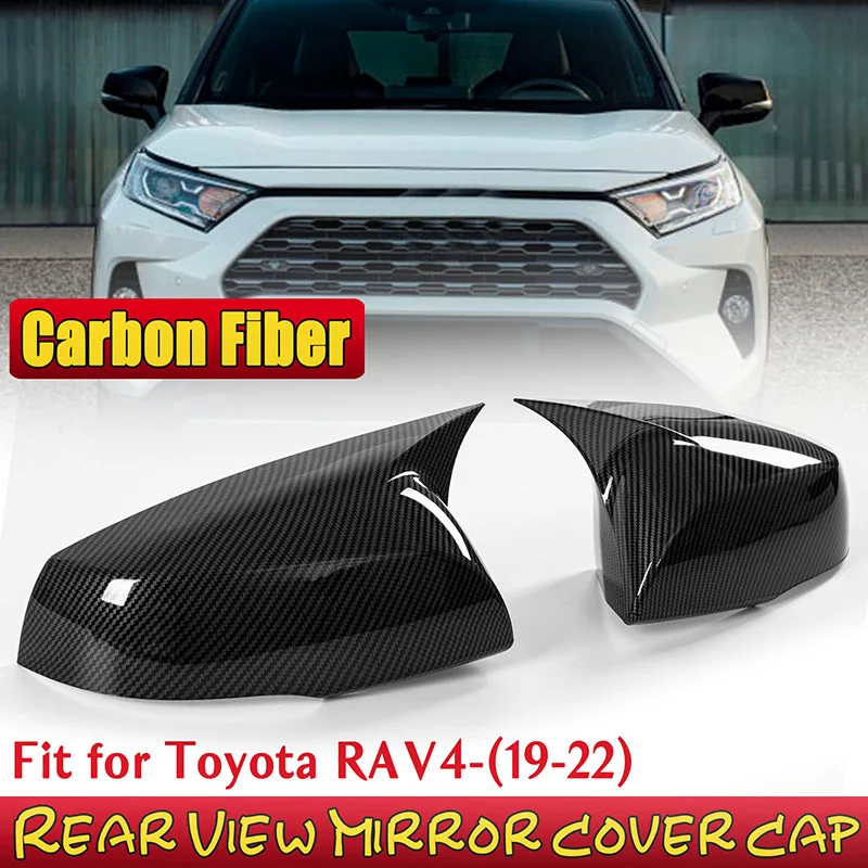 Rhyming Für 2019-2022 Toyota RAV4 Highlander Seite Spiegel Abdeckung Flügel Rück Zubehör Carbon Muster Glänzend Schwarz Geändert – Detail 1