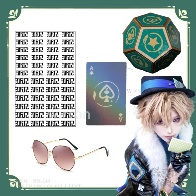 لعبة هونكاي ستار رايل افينتورين كوسبلاي النرد بوكر رقاقة ثلاثية الأبعاد بطاقات ذهبية نظارات وشم مؤقت كوسبلاي حفلة الهالوين