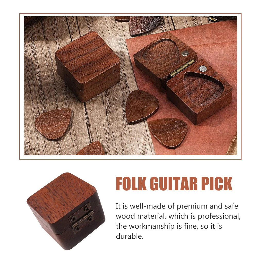 

1 Set Durable Wooden Picks Ergonomic Design Finger Protection Box Portable Accessories Wood Plectrums Stringed Instrument Parts