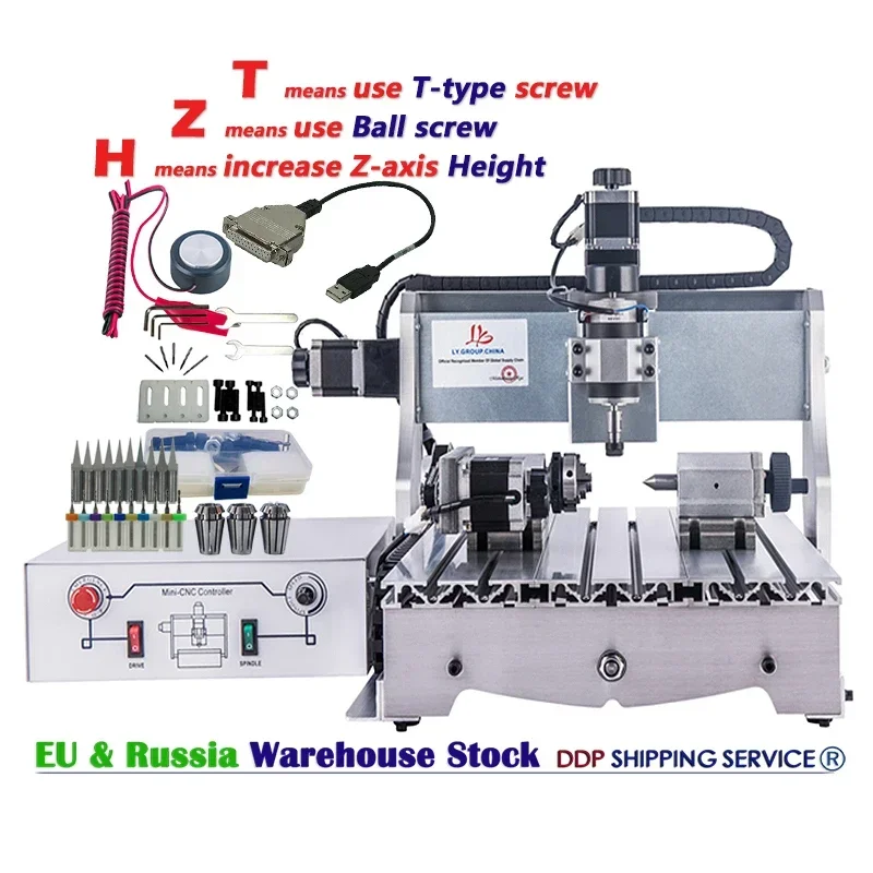 

Mini CNC Router Engraver, Air Cooling Spindle, Ball Screw, Aluminum Milling, Drilling Machine, Wood Lathe, USB, 3020, 3040, 6040