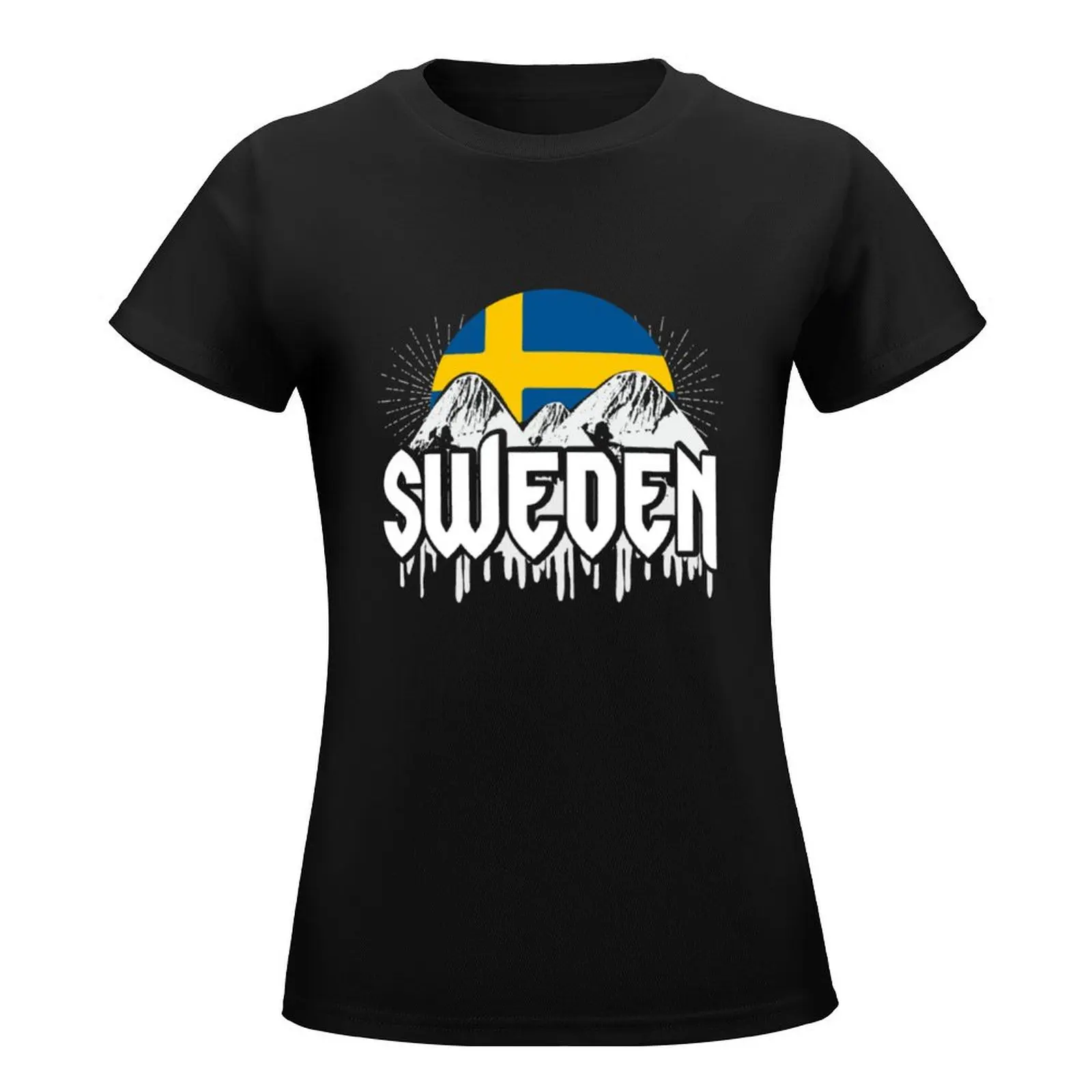 Sweden North Country Flag mountains T-Shirt aesthetic clothes female Women's tee shirt