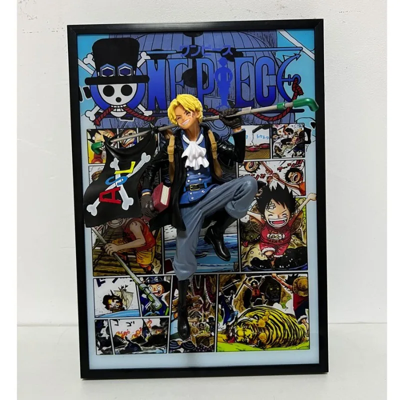 One Piece cartoon anime figuur driedimensionaal schilderij 3D uitspoelen komische strohoed Luffy Ace Sabo model hangende schilderij