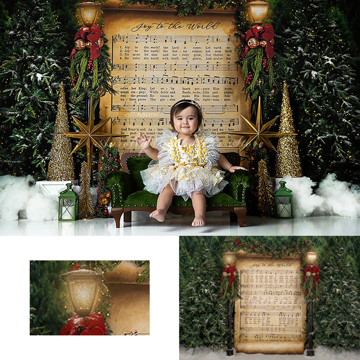 Christmas Choir Backgrounds Kids Adult Photography Props Child Baby Decors Photo Studio Snow Sheet Music Ensemble Backdrops