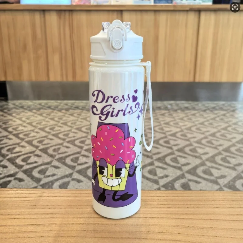 750 مللي زجاجة ماء بلاستيكية كرتونية عالية الجودة كوب ماء رياضي مانع للتسرب غلاية ماء لطيفة هدايا عيد الميلاد وأعياد الميلاد