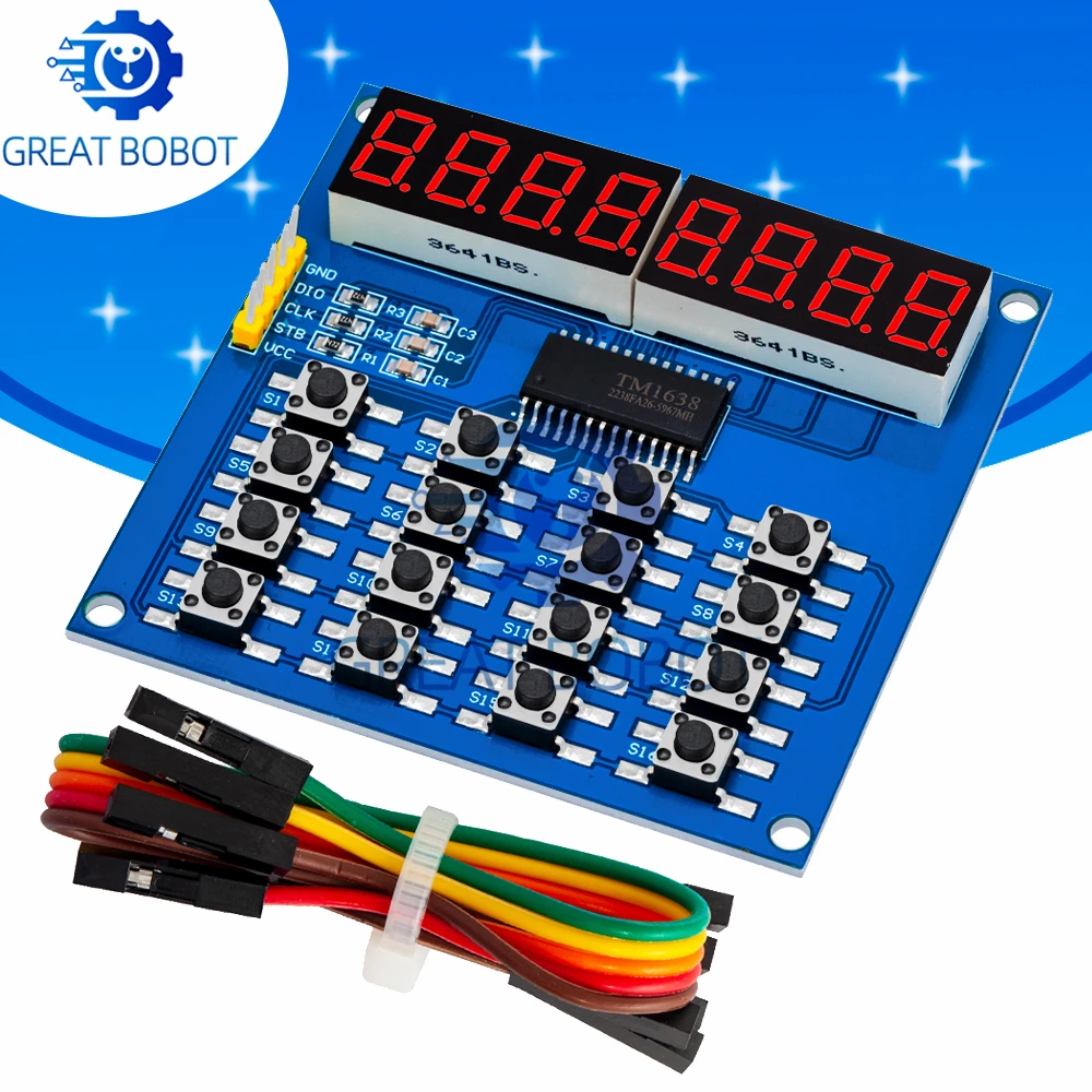 Affichage LED numérique pour Ardu37, TM1638, carte de tube numérique 8 bits, 3 fils 16 prédire 8 bits, balayage de clavier et technologie LED de clé