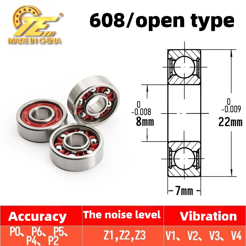 Factory direct deep groove ball bearing 608 open skates ABEC9 deep groove ball bearing special bearing for roller skates