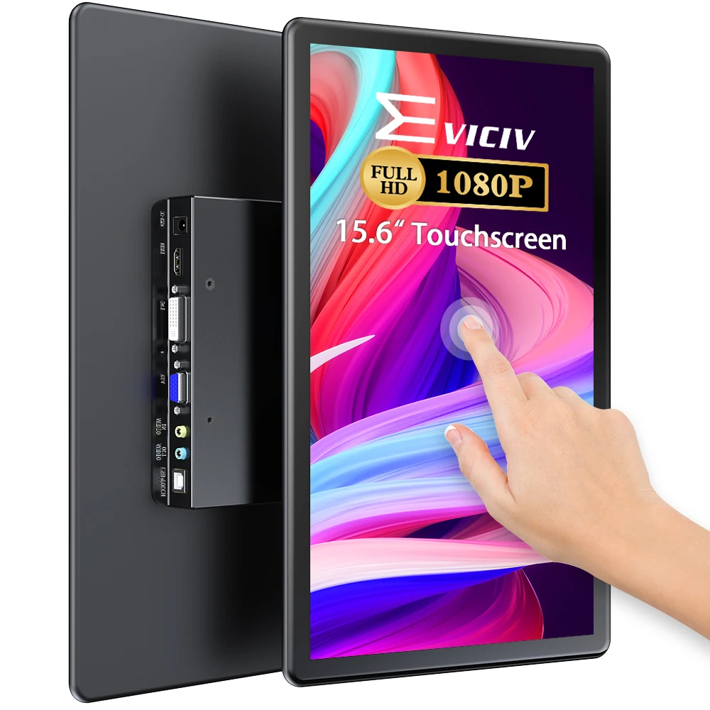 

EVICIV сенсорный портативный монитор 15,6" ноутбук экран удлинитель 1080P IPS 10 точек сенсорный дисплей с HDMI VGA DVI для ТВ-боксов, PS4 PS5 Xbox промышленный медицинский