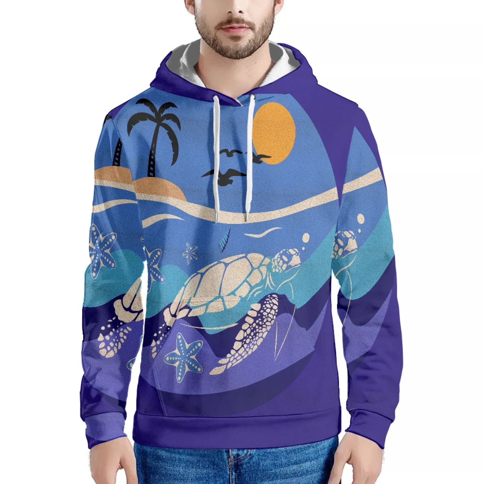 

Turtle Print Hoodie Fashion Casual Hoodie Men's Clothing Harajuku Style Hip Hop Luxury Spring And Autumn Days