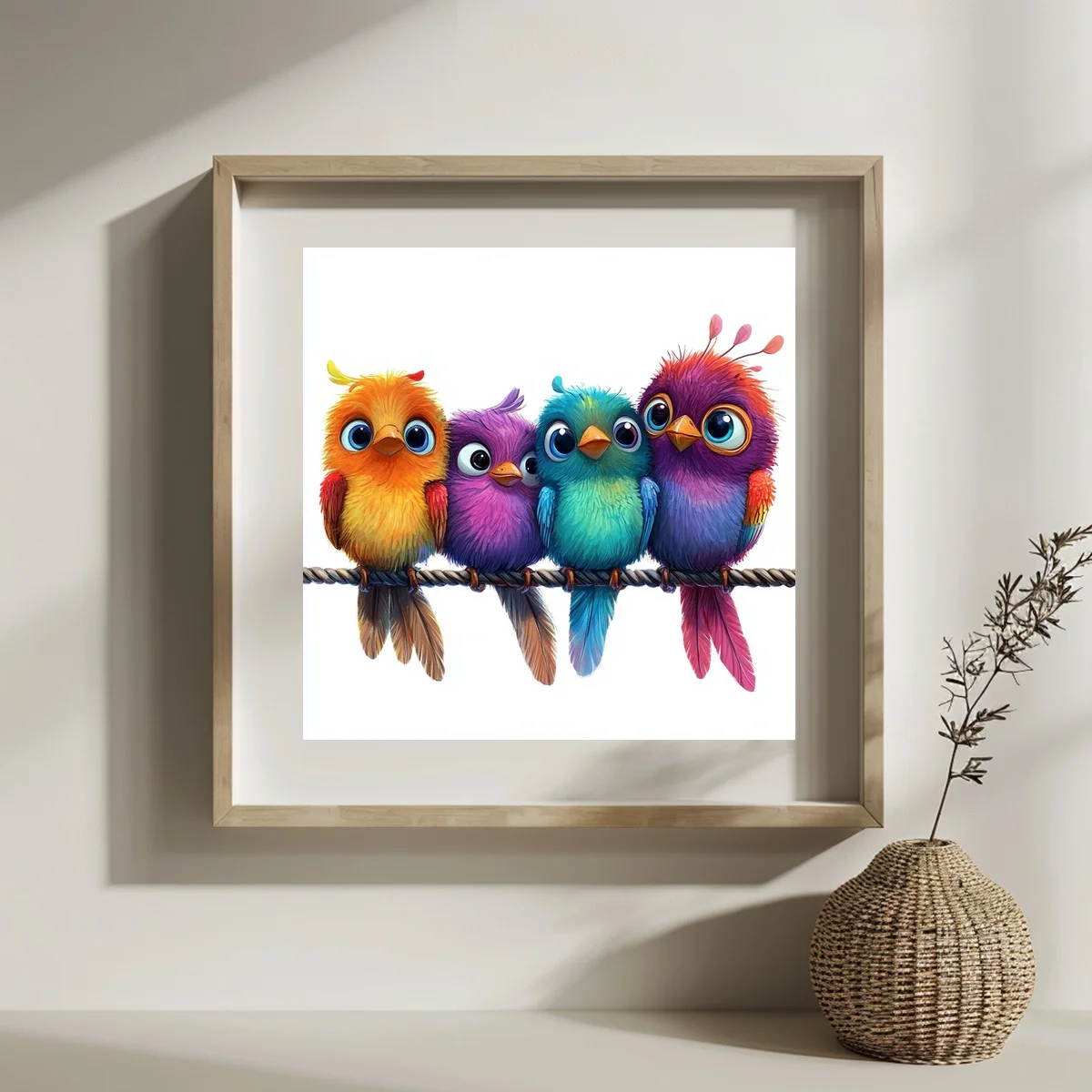1 Stück 30x30 cm/11,8 Zoll, 11Ct/14Ct Kreuzstich-Set, DIY Valentinstagsgeschenk, Stickerei-Set für Festlichkeiten, vier bunte Vögel aus Draht – Detail 2