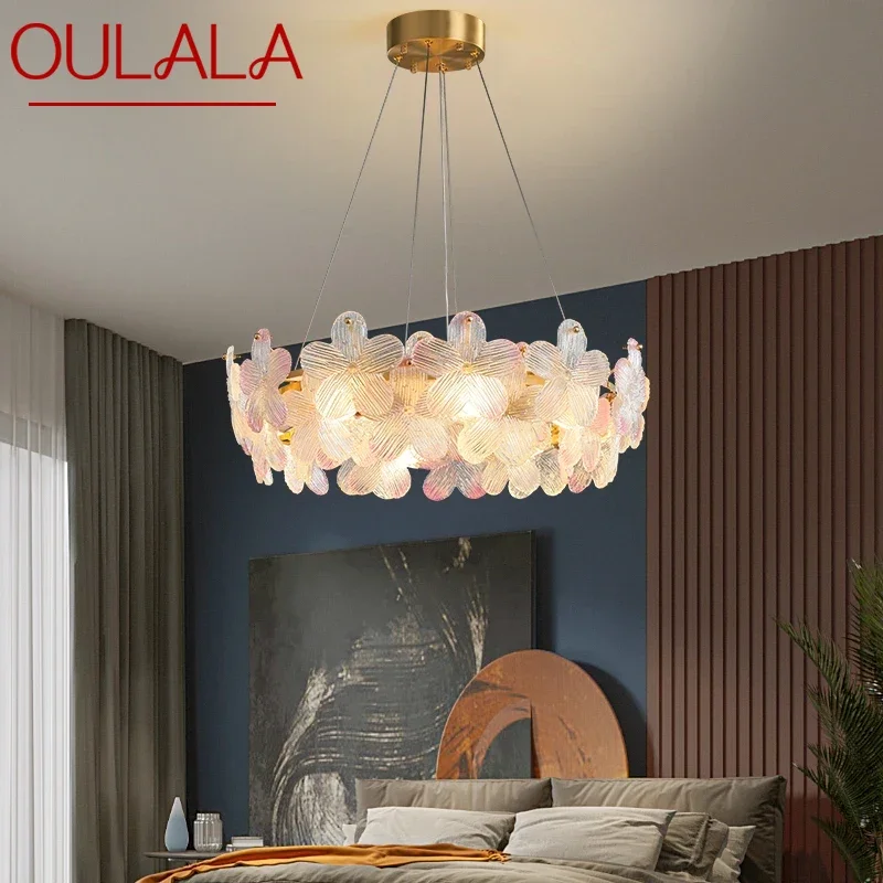 OULALA Contemporary Brass Pendent Lamp Luxury Fashion Living Room Dining Room Bedroom Villa Hotel Sample Room Chandelier