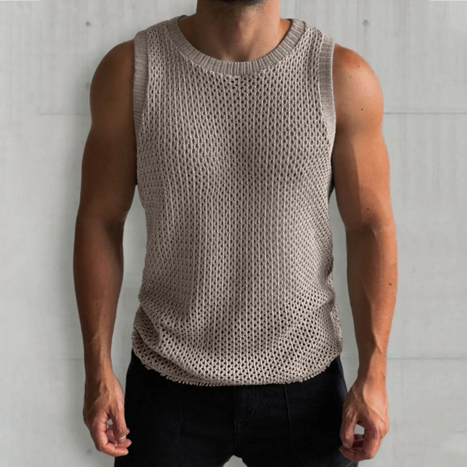 Sports Compression Tank Top For Boys Men'S Fishnet Mesh Tank Tops Sexy See Through Workout Vest Camisetas Sin Mangas Para Hombre